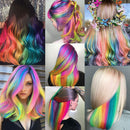 MEckily 12 Pcs Colored Hair Extensions Party Highlights, Straight Hairpiece Clip in Synthetic Hair Extensions for Kids Girls 22 inch (Colorful Set) MEckily Store