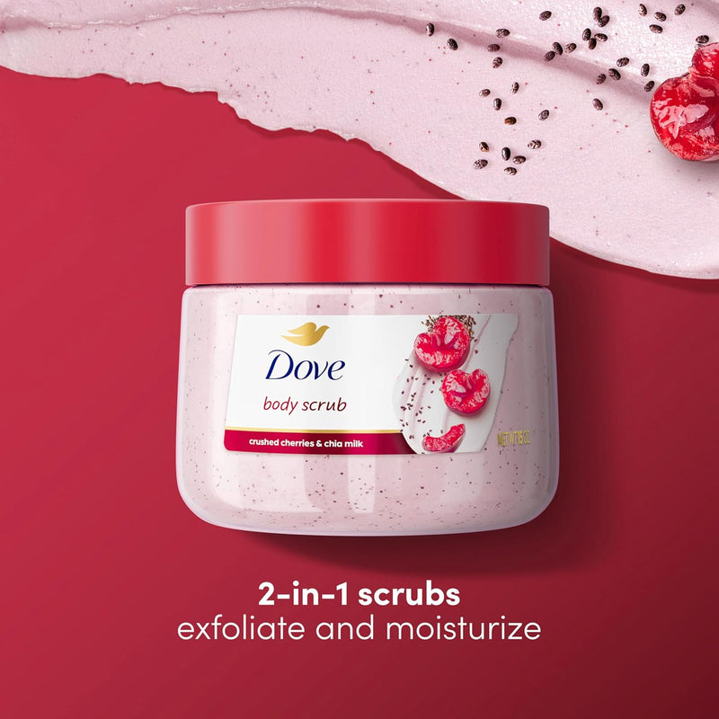 Dove Cherry & Chia Body Scrub Exfoliates and Deeply Nourishes for Smooth, Radiant Skin 15oz Infinity Warehouse