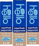 Hello Superfresh Natural Peppermint Fluoride Free Toothpaste for Bad Breath, 5 Oz, Minty Bad Breath Toothpaste, SLS Free, Vegan, Helps Whiten Teeth by Removing Surface Stains (Pack of 3) Infinity Warehouse