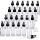 1 oz / 30 ml Clear Glass Boston Round Bottle with Black Treatment Pump (24 Pack) + Funnel JUVITUS Store