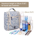 Hanging Travel Toiletry Bag Cosmetic Make up Organizer for Women and Men (Medium, Blue Leaf) Narwey