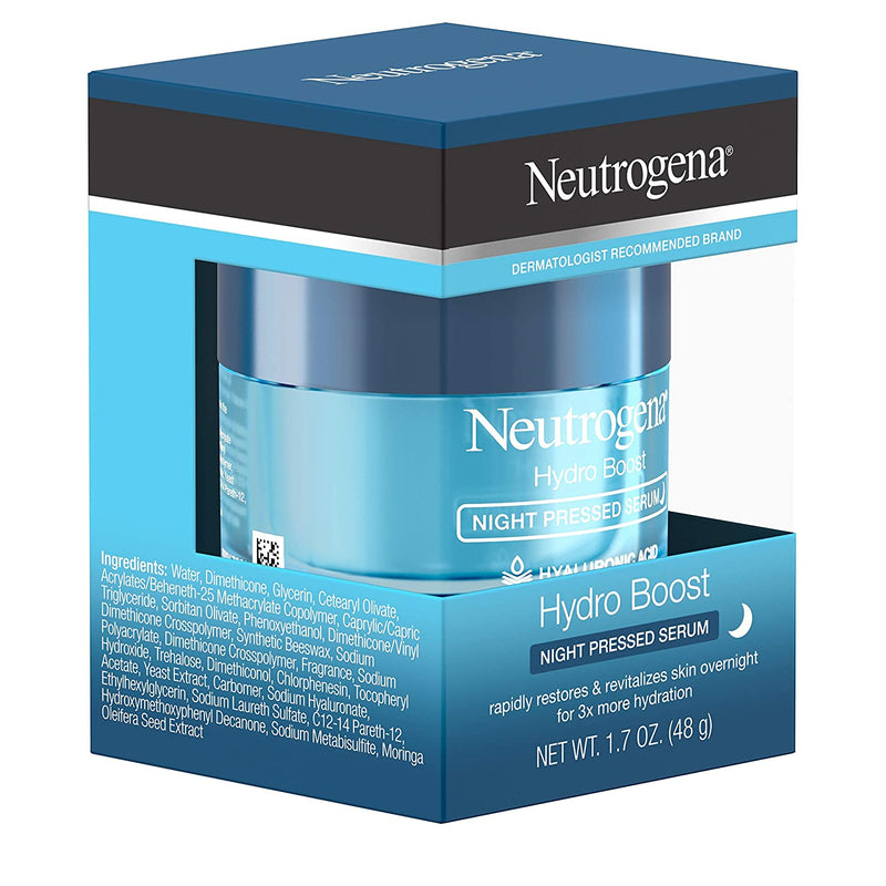 Neutrogena Hydro Boost Purified Hyaluronic Acid Pressed Night Serum, Facial Serum with Antioxidants & Hyaluronic Acid for Dry Skin, Oil-Free & Non-Comedogenic, 1.7 oz Neutrogena