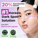 JUMISO 20% Niacinamide Dark Spot Serum 2-Pack, TXA + Glutathione, Korean | High-strength brightening for dark spots & uneven tone, Centella-soothed. Non-pilling water-gel; two 40ml bottles, vegan. Infinity Warehouse