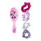 Disney Junior Minnie Mouse Hair Accessory 5 Pcs Set - 1 Large Minnie Mouse Hair Brush For Girls + 4 Minnie Scrunchies For Kids - Hair Accessories For Girls - Pink Detangling Brush - Elastic Hair Ties Ropes Scrunchie Luv Her