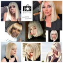ENTRANCED STYLES Short Blonde Wig 12 Inch Bob Wigs for Women Synthetic Colorful Cosplay Daily Party Blonde Wig with Bangs (