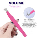 SIVOTE Lash Tweezers, Pack of 3 Stainless Steel Tweezers for Eyelash Extensions | Straight, Curved Tip and Volume | False Lash Application Tools Set- Pink SIVOTE Store