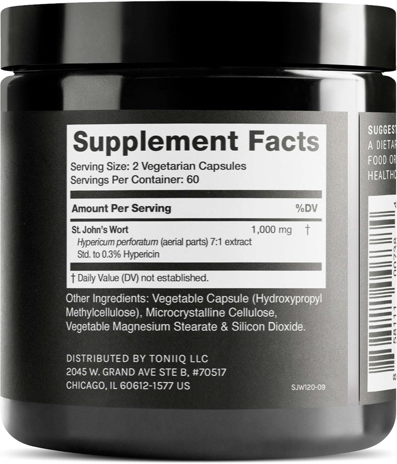 1,000mg Ultra High Strength St. John's Wort Capsules (Non-GMO) - 7X Concentrated Extract - 0.3% Hypericin - Highly Purified and Bioavailable - 120 Capsules Infinity Warehouse