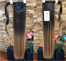 DevaLook 22" Long One Piece Straight Clip in Wrap around Ombre Ponytail Hairpieces (22" Straight-Dark brown to dark blonde) DevaLook Hair Extension