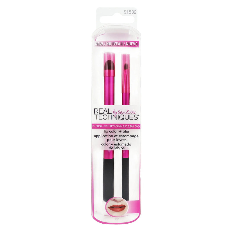 Real Techniques Cruelty Free Lip Color Plus Blur Brush; With Ultra Plush Custom Cut Synthetic Bristles and Extended Aluminum Ferrules to Build Coverage Real Techniques