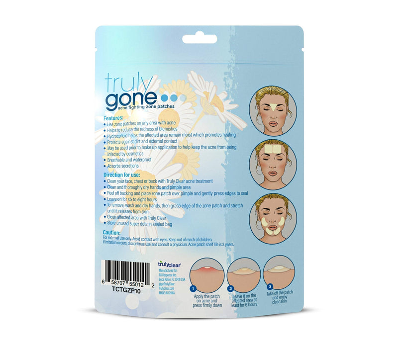 Truly Gone Acne Fighting Zone Patches, 100% Hydrocolloid Acne Patches to Heal Pimples Acne Scars and Whiteheads, Large Invisible Blemish Remover Stickers, Multiple Sizes and Shapes Truly Clear