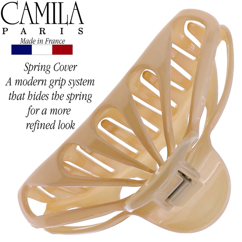 Camila Paris CP3054 French Hair Clips for Women for Thick Volume Hair, Beige, Girls Hair Claw Clips Jaw Fashion Durable and Styling Hair Accessories for Women, Strong Hold No Slip Grip, Made in France Camila