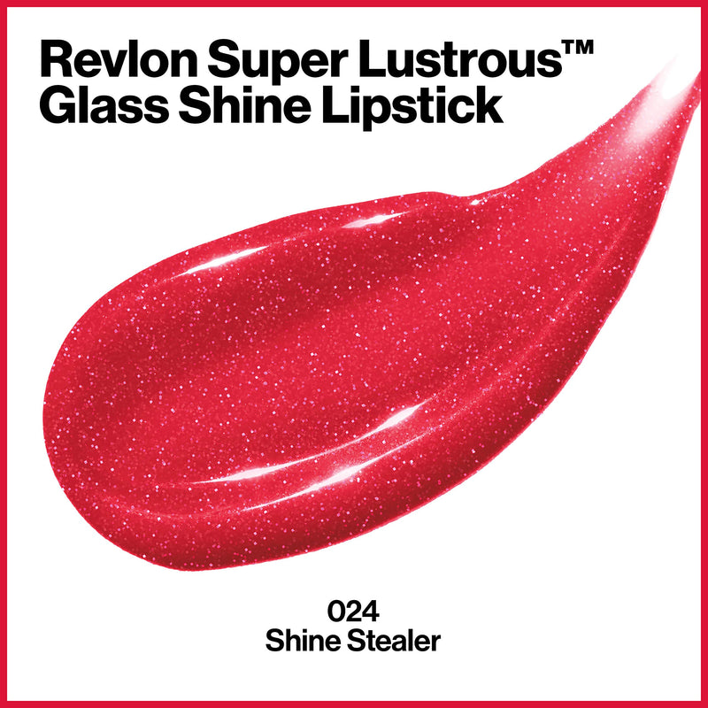 REVLON Super Lustrous Glass Shine Lipstick, Flawless Moisturizing Lip Color with Aloe, Hyaluronic Acid and Rose Quartz, Shine Stealer (024), 0.15 oz REVLON