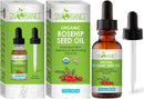 Organic Rosehip Oil by Sky Organics (1oz) Cold-Pressed Rosehip Seed Oil, Anti-aging Face Oil, Antioxidant Face Oil, 100% Pure Anti-Aging Rosehip Seed Oil for Radiant Skin, Hair and Acne Sky Organics