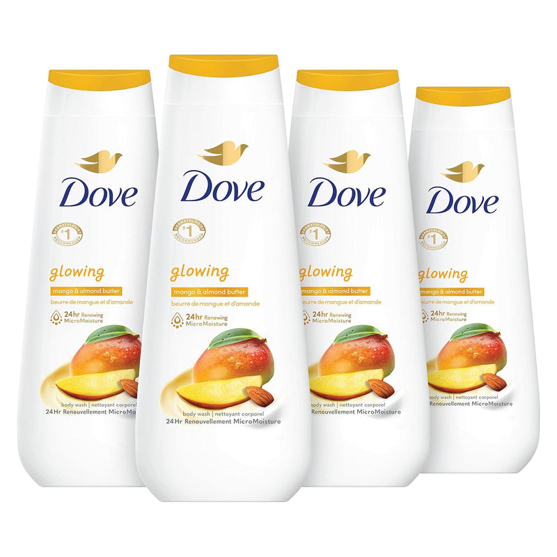 Dove Body Wash with Pump 3 Count Glowing Mango & Almond Butter for Renewed, Healthy-Looking Skin Gentle Skin Cleanser with 24hr Renewing MicroMoisture 30.6 oz Infinity Warehouse