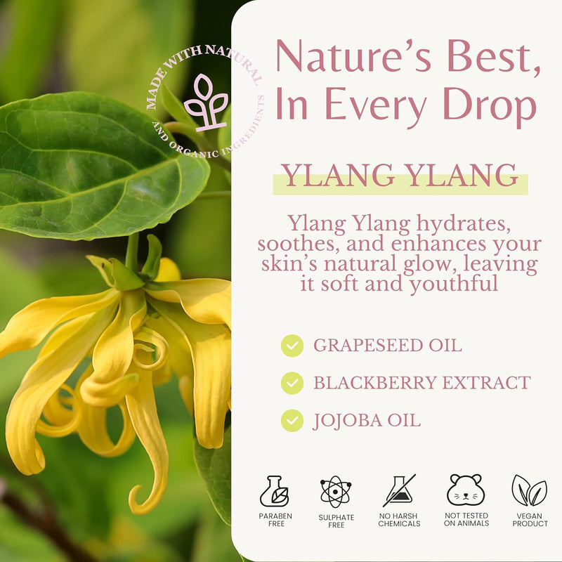 Ylang Ylang Body Wash, Cleanses, Nourishes & Hydrates, Gentle Shower Gel for Dry and Sensitive Skin, Women & Men, Organic & Natural, 16 fl oz, 2-Pack Infinity Warehouse