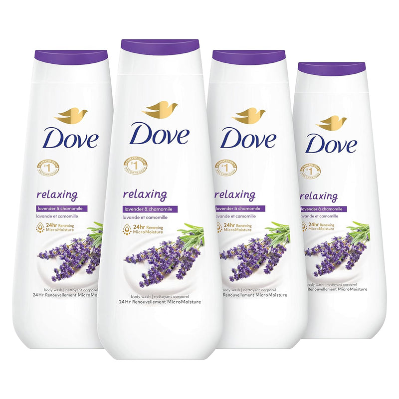 Dove Body Wash with Pump Relaxing Lavender Oil & Chamomile 3 Count for Renewed, Healthy-Looking Skin Gentle Skin Cleanser with 24hr Renewing MicroMoisture 30.6 oz Infinity Warehouse
