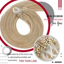 Sunny Micro Ring Human Hair Extensions Natural Remy Human Hair Blonde Highlights Hair Extensions Micro Loop Beads Extensions for Women 18 Inches 1g/Strand 50gram Sunny Hair Store