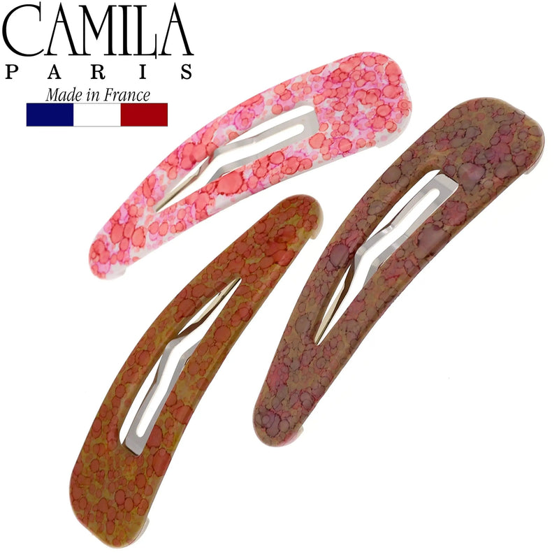 Camila Paris CP2932 French Hair Snap Clip Barrette, Hair Slides Clic Clac for Women, Styling Girls Side Slide-in Metal Snap Pin Hair Accessories for Women. Strong Hold, No Slip Grip, Made in France Camila