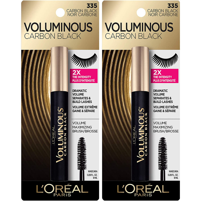 L'Oreal Paris Voluminous Original Washable Bold Eye Volume Building Mascara, Builds eye lashes up to 5X natural thickness, Smudge Free, Clump Free, Carbon Black, 2 count L'Oreal Paris Store