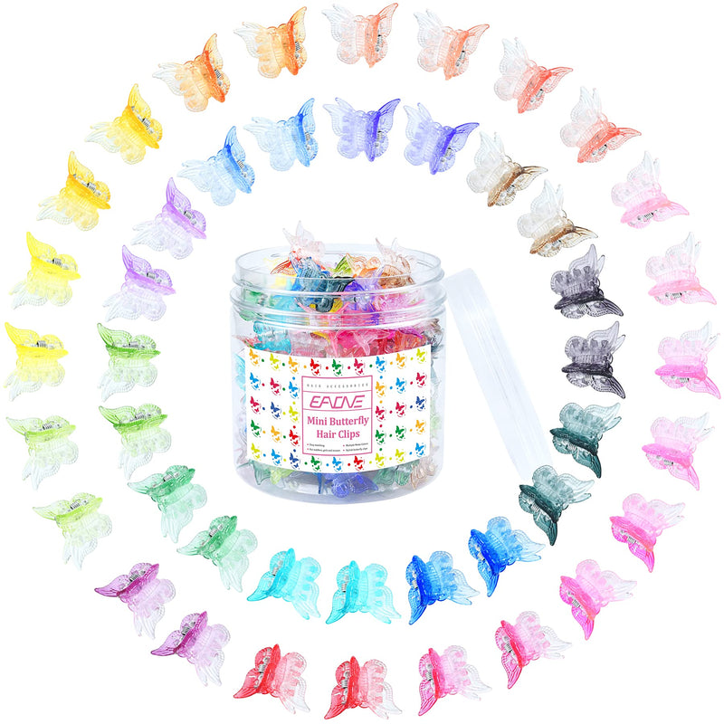 EAONE 100Pcs Butterfly Hair Clips Pastel Hair Clips Mini Cute Clips Hair Accessories for Hair 90s Girls Women with Box Package, Gradient Tansparency Colors EAONE