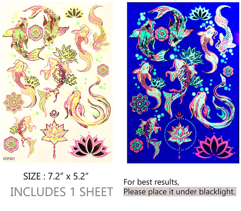 Temporary Tattoos for Adult Women - 3 Sheets - Black Big Koi Fish Kanji Love Skeleton Heart Hand Skull Lotus Sleeve Adults Tattoo d'IRIS studio