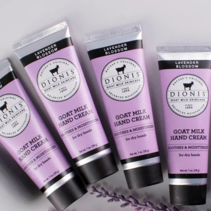 Dionis Goat Milk Skin Care Lavender Blossom Scented Hand Cream Set - Cruelty Free Travel Size Hand Lotion For Hydrating & Moisturizing Dry Skin - Paraben Free Formula Made In The USA, 1 oz Set of 4 Infinity Warehouse