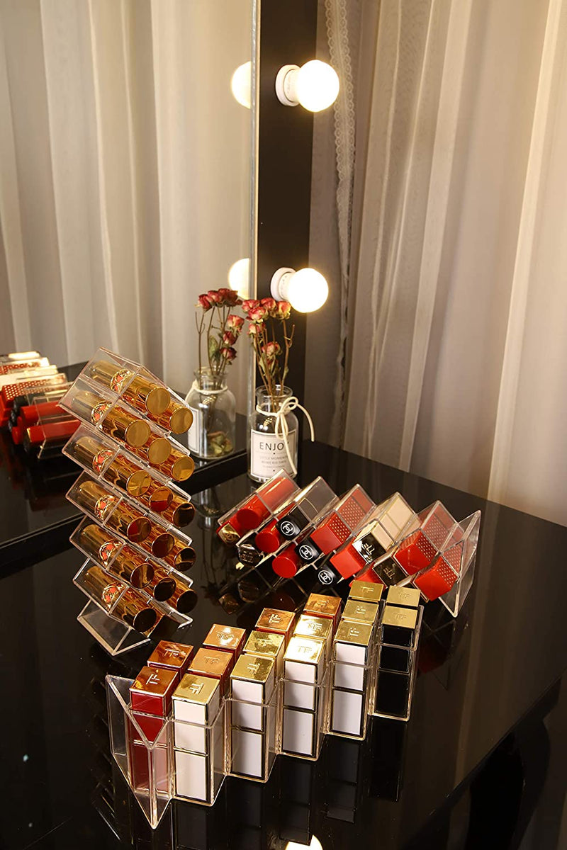 Clear Acrylic Fish Shape Lipstick Organizer Tower, Lip Gloss Storage Holder Stand for 16 Lip Sticks, Perfect for Makeup Cosmetic Vanity and Dresser Display (2 Pack) YIEZI