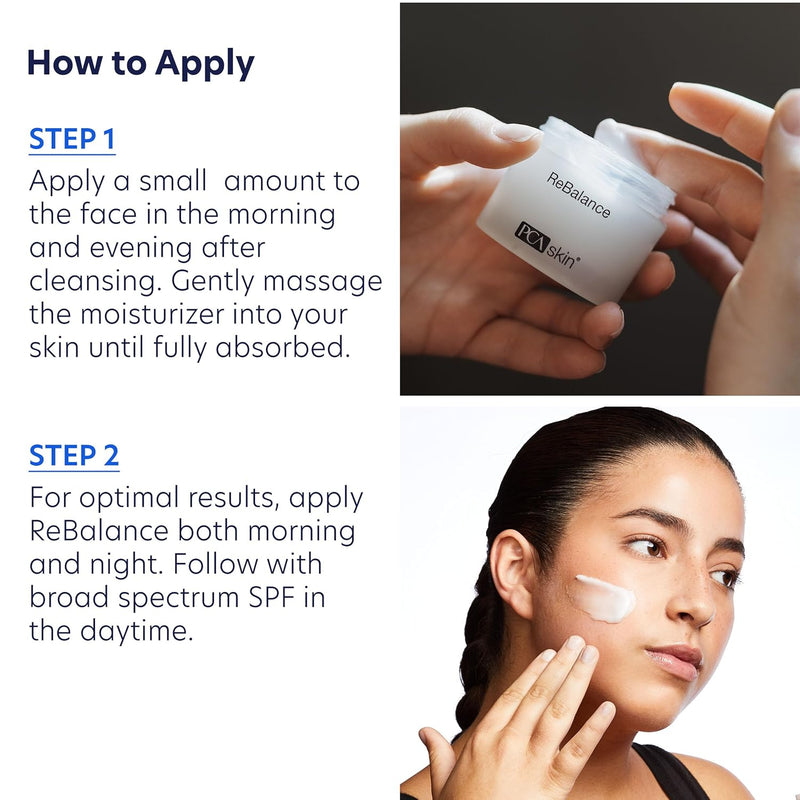 PCA SKIN ReBalance Sensitive Moisturizer for Face - ReBalance Daily Face Moisturizer for Dry Skin, Creamy, 1.7 fl oz Jar