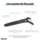 Natural Dental Floss Picks (200 Ct) - Vegan, Sustainable, Eco-Friendly Flossers for Adults with Tooth Pick Flossers - Plaque Remover for Teeth Cleaning - Zero Waste Oral Care Dental Pick Kids Floss HAPPY ECO