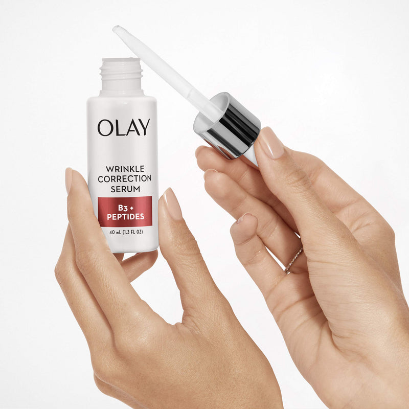 Olay Collagen Peptides Wrinkle Correction Serum with Vitamin B3, 1.3 Oz + Whip Face Moisturizer Travel/Trial Size Gift Set Olay