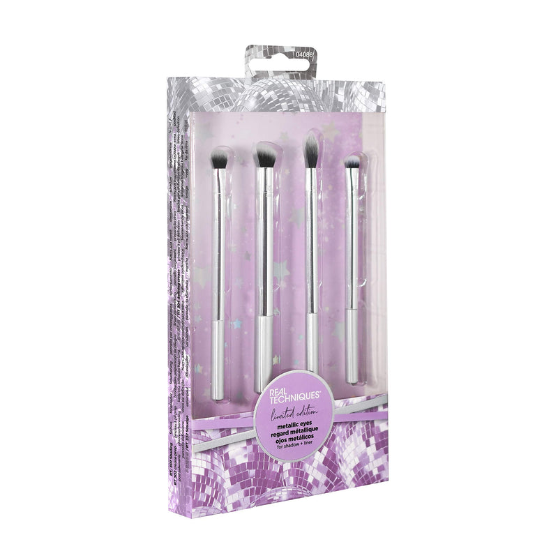 Real Techniques Eye Makeup Brush Set, Metallic Eye Gift Set, 4 Brushes Real Techniques