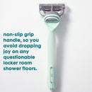 joy Razors for Women, 1 Handle, 4 Razor Blade Refills, Teal, Lubrastrip to Help Avoid Skin Irritation JOY