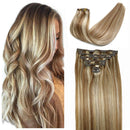 120g Clip in Hair Extensions Ombre Ash Blonde to Platium Blonde Real Remy Human Hair Extensions Clip in Natural Hair Extensions Double Weft 7 Pieces 20inch HUAYI Store