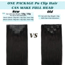 GOO GOO Seamless Clip in Hair Extensions Human Hair PU Weft 14 Inch Natural Black 7pcs 130g Real Human Hair Extensions Thick Natural Hair Extensions Clip in for Women GOO GOO