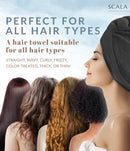 Scala Microfiber Turban Hair Towel Wrap (2 Pack) for Women - Fast Dry, Super Absorbent, Anti-Frizz, Tangle-Free, Quick Drying and Plopping for Wet Curly Hair Scala