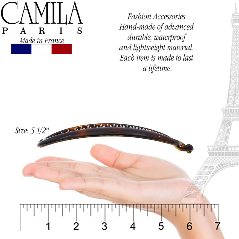 Camila Paris CP2 6 inch French Banana Clip Hair Comb Classic Girls Updo Flexible Ponytail Holder Interlocking Banana Combs, Large, Fashion Durable Styling Hair Accessories for Women, Made in France Camila