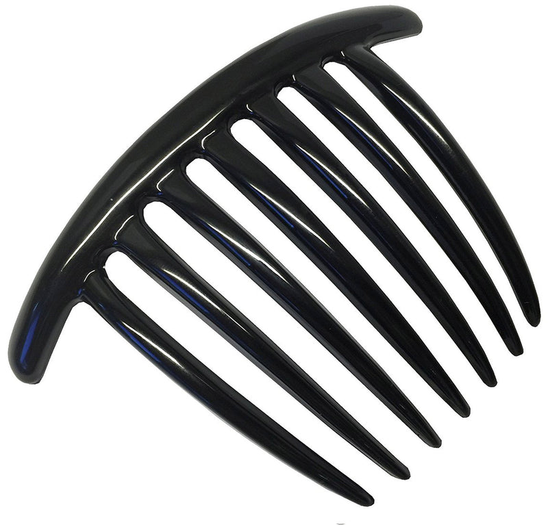 Parcelona French Twist 7 Teeth Large Black Set of 2 Celluloid Flexible Durable French Side Hair Comb Large 4'' No Slip Styling Paris Hair Accessories for Women and Girls, Made in France (Black) Parcelona