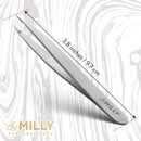 By MILLY Pointed Tweezers - Hammer Forged 100% German Steel, Point-Tip Precision Tweezers for Ingrown Hair, Eyebrows, Facial Hair, Splinters, Glass Removal - Perfectly Aligned, Hand-Filed - Silver By MILLY