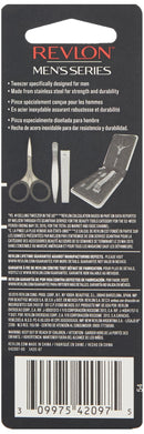 Revlon Men's Series Slant Tip Tweezer, Stainless Steel Eyebrow Hair Removal Tool REVLON