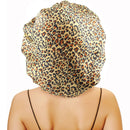 Sent Hair Large Satin Bonnet Sleep Cap for Women Double Layer Silky Hair Bonnet for Braids,Curly,Long Hair- Wide Elastic Band,Leopard sent hair