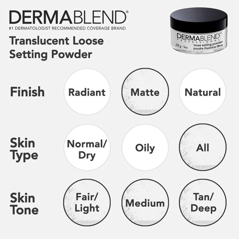 Dermablend Loose Setting Powder, Face Powder Makeup & Finishing Powder for Light, Medium & Tan Skins Infinity Warehouse