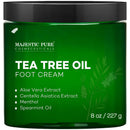 MAJESTIC PURE Athletes Foot Cream with Tea Tree Oil, Aloe & Spearmint - Hydrates, Softens & Conditions Dry Cracked Feet, Heel and Calluses,- Helps Soothe Irritated Skin - 8 oz MAJESTIC PURE