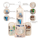 Hanging Travel Toiletry Bag Cosmetic Make up Organizer for Women and Men (Medium, Beige Bird) Narwey