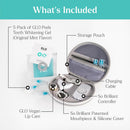 GLO Science So Brilliant Tooth Whitener Set – Fast, Sensitivity Free Teeth Whitening Technology – Includes Warming Mouthpiece with LED Light, 6% Hydrogen Peroxide Gel Pods, Lip Balm, & Travel Case Infinity Warehouse
