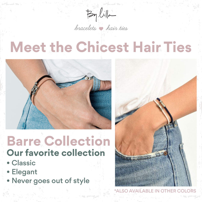 By Lilla Barre Elastic Hair Ties and Bracelets | Set of Two Hair Tie-Bracelets | Hair Accessories for Women | No Crease Hair Ties & Women’s Bracelets (Silver (Starfish/Bellflower)) By Lilla