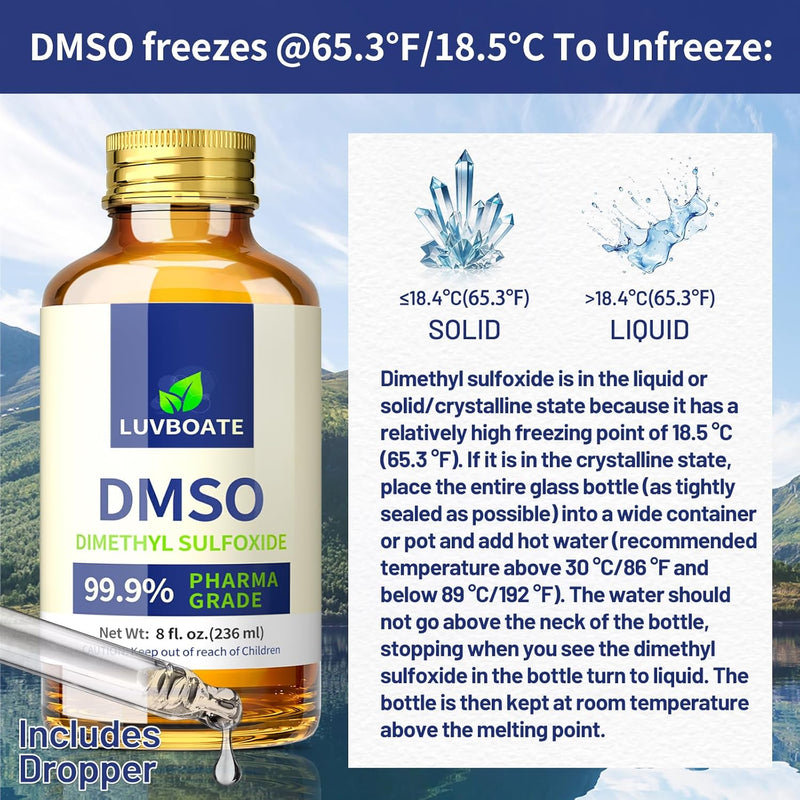 DMSO 99.9% Pharma Grade, Pure Liquid Dimethyl Sulfoxide 16 fl.oz in Glass Bottle with Dropper, Non-Diluted, Low Odor Infinity Warehouse