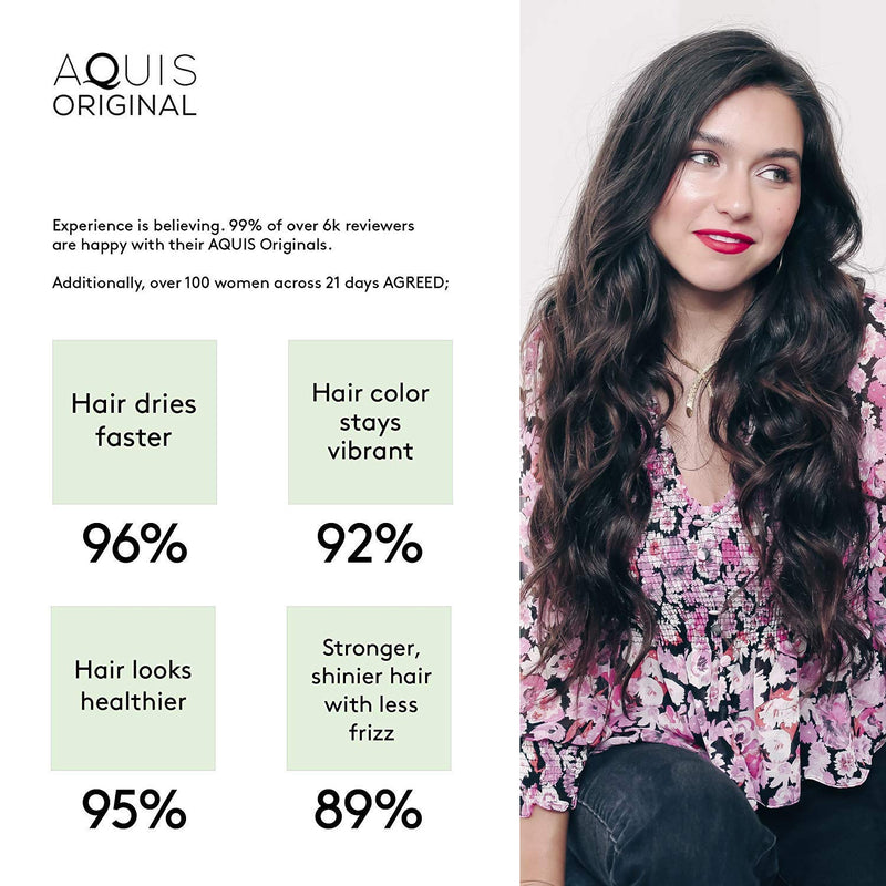 AQUIS - Original Hair Turbans, Set of 2, Perfect Hands-Free Microfiber Hair Drying, White and Pink AQUIS