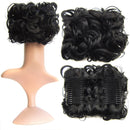 SWACC Short Messy Curly Dish Hair Bun Extension Easy Stretch hair Combs Clip in Ponytail Extension Scrunchie Chignon Tray Ponytail Hairpieces (Off Black-1B