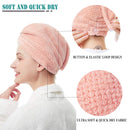 ELLEWIN Hair Towel Wrap 3 Pack, Microfiber Hair Drying Shower Turban with Buttons, Super Absorbent Quick Dry Hair Towels for Curly Long Thick Hair, Rapid Dry Head Towel Wrap for Women Anti Frizz ELLEWIN