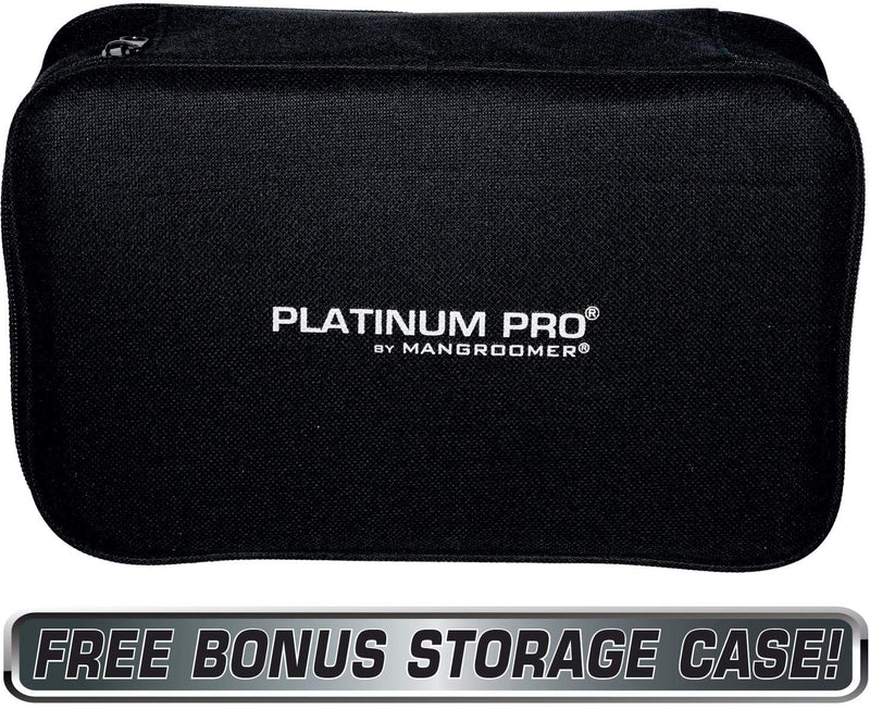 Platinum Pro by MANGROOMER New Back Shaver with 3 Shock Absorber Flex Heads, Power Hinge, Extreme Reach Handle & Bonus Case! (Generation 8.0), 4 Piece Set Platinum Pro